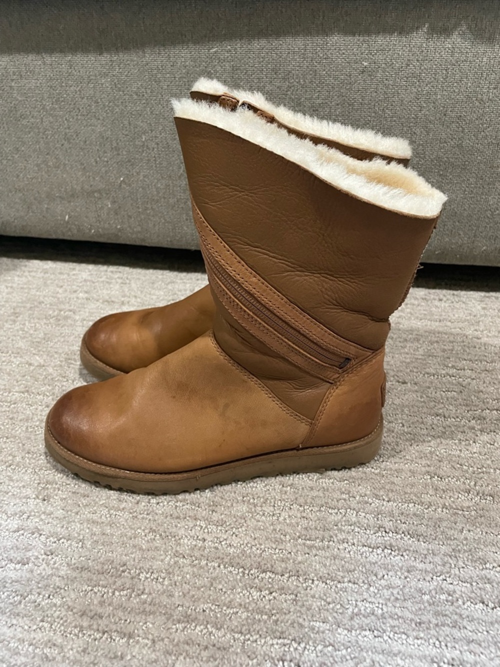 UGG Chestnut Tan Shearling-Lined Mid-Calf Boots